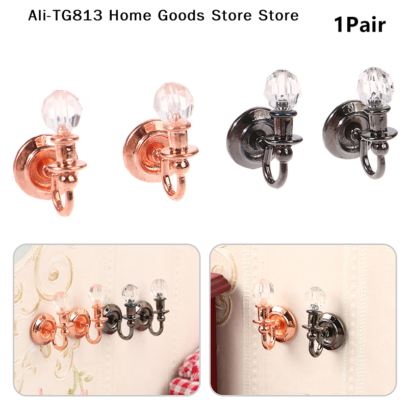 Lighting Metal Wall Decor - [TG813]1Pair 1:12 Dollhouse Miniature Wall Light