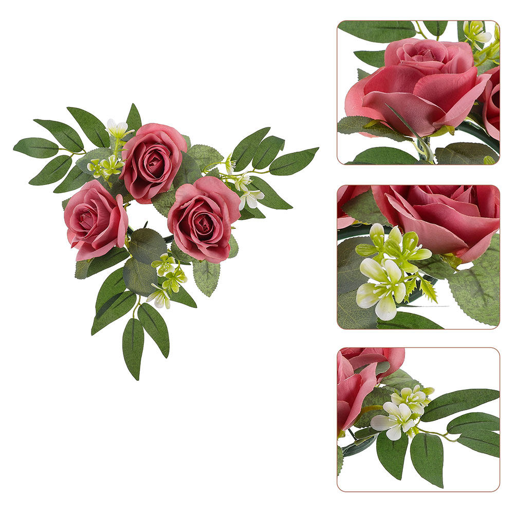 Lighting Decor Photos - 2Pcs Artificial Rose Ring Wreath Realistic