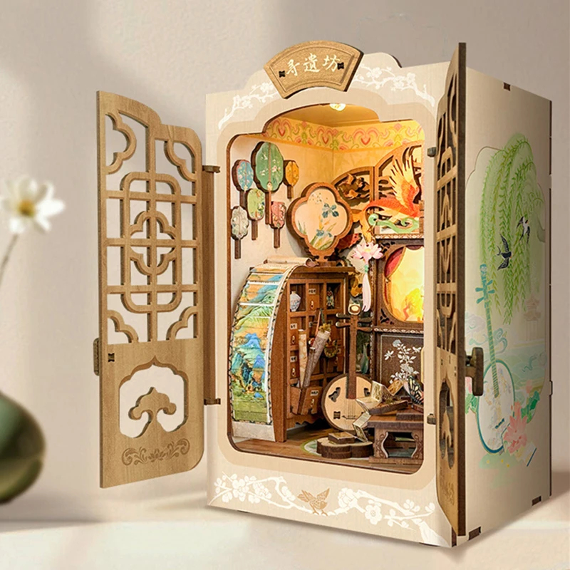 OUZEY Wooden DIY Book Nook She - Lighting Decor For House 评论和价格