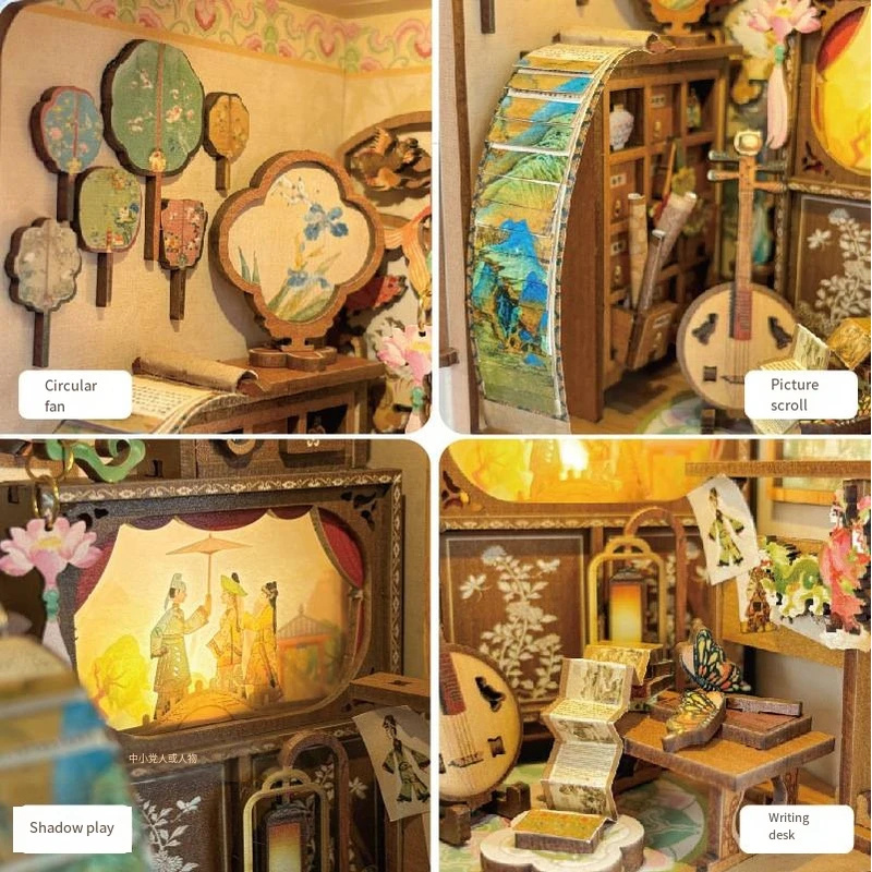 OUZEY Wooden DIY Book Nook She - Lighting Decor For House 评论和价格