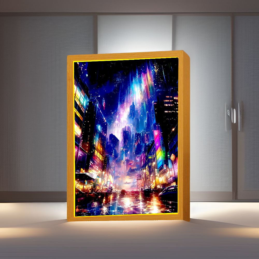 Beautiful City Light Painting  - Lighting Room Decor Photo 评论和价格