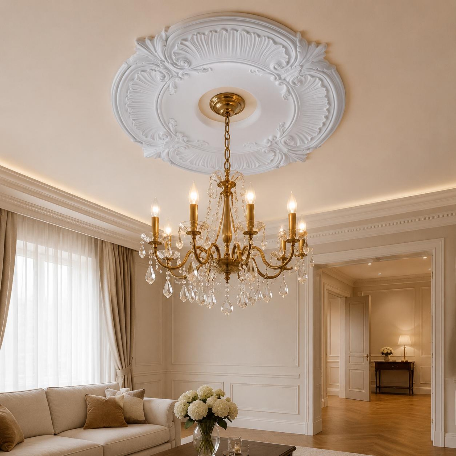 Round PU Ceiling Medallion Scr - Lighting Design Decor 评论和价格