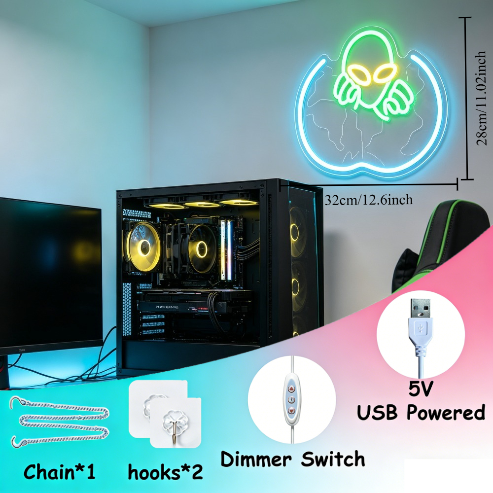Alien UFO Neon Sign LED Wall A - Bedroom Lighting Decor Ideas 评论和价格