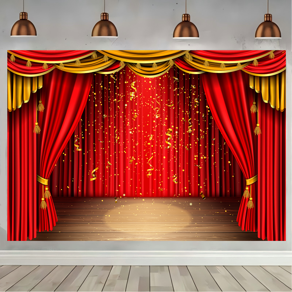 Red Theater Curtain Party Back - Lighting Decor Photos 评论和价格