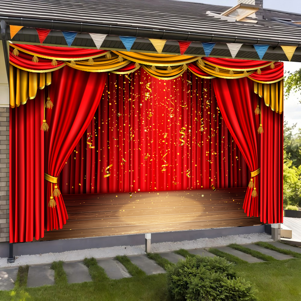Red Theater Curtain Party Back - Lighting Decor Photos 评论和价格