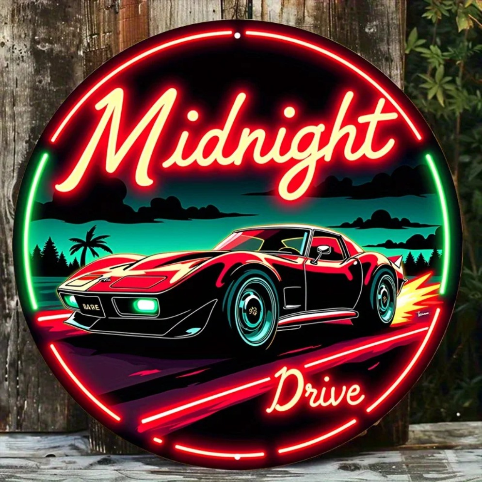 Vintage Neon Car Sign Midnight - Lighting Metal Wall Decor 评论和价格