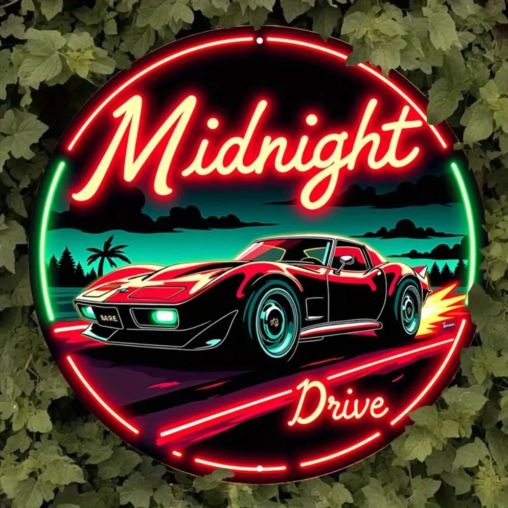 Vintage Neon Car Sign Midnight - Lighting Metal Wall Decor 评论和价格