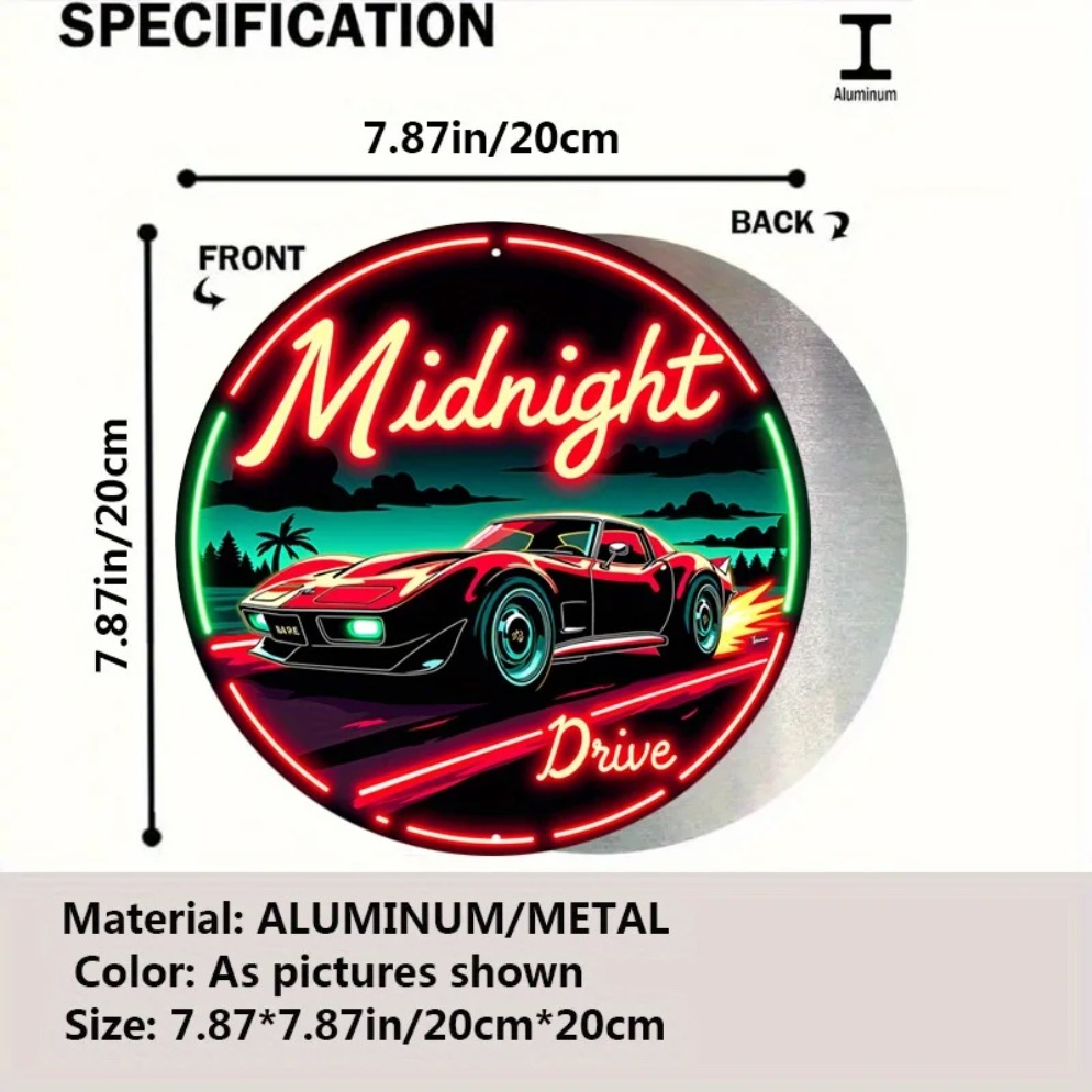 Vintage Neon Car Sign Midnight - Lighting Metal Wall Decor 评论和价格