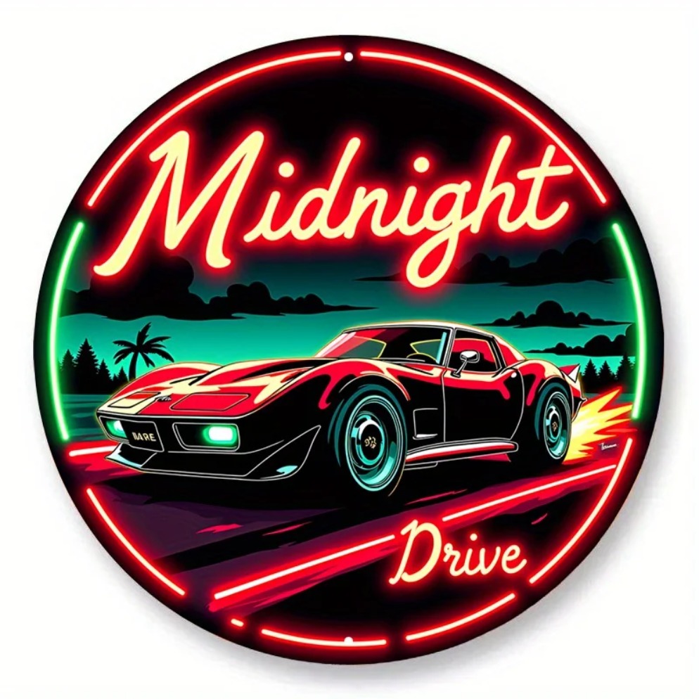 Vintage Neon Car Sign Midnight - Lighting Metal Wall Decor 评论和价格