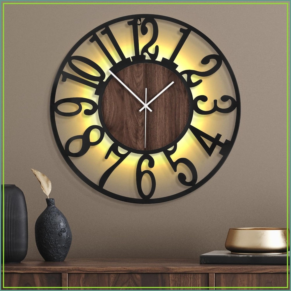 24 Inch Large Metal Wall Clock - Lighting Metal Wall Decor 评论和价格