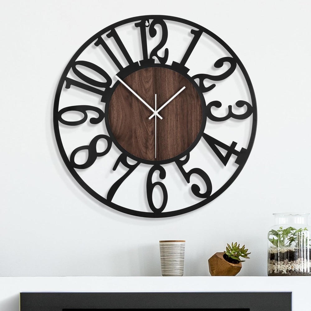 24 Inch Large Metal Wall Clock - Lighting Metal Wall Decor 评论和价格