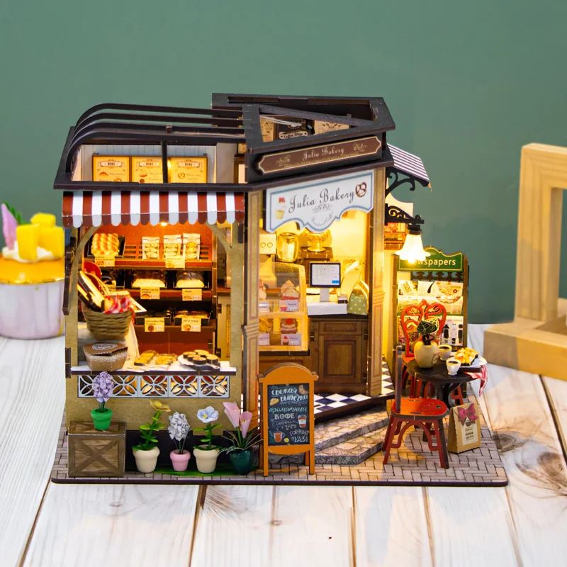 OUZEY Miniature Wooden Dollhou - Lighting Decor For House 评论和价格