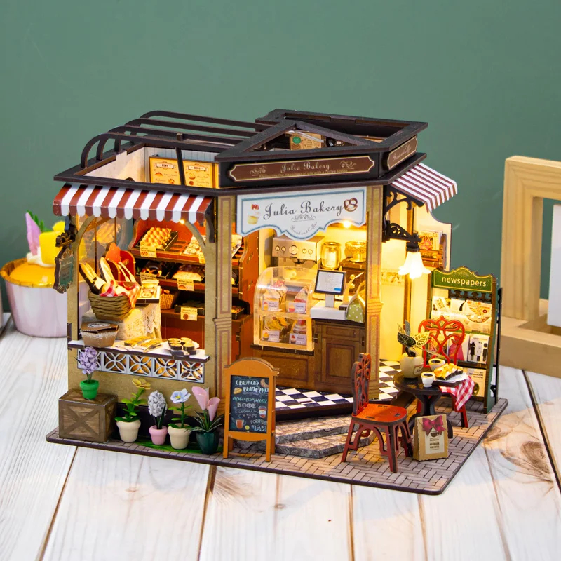 OUZEY Miniature Wooden Dollhou - Lighting Decor For House 评论和价格
