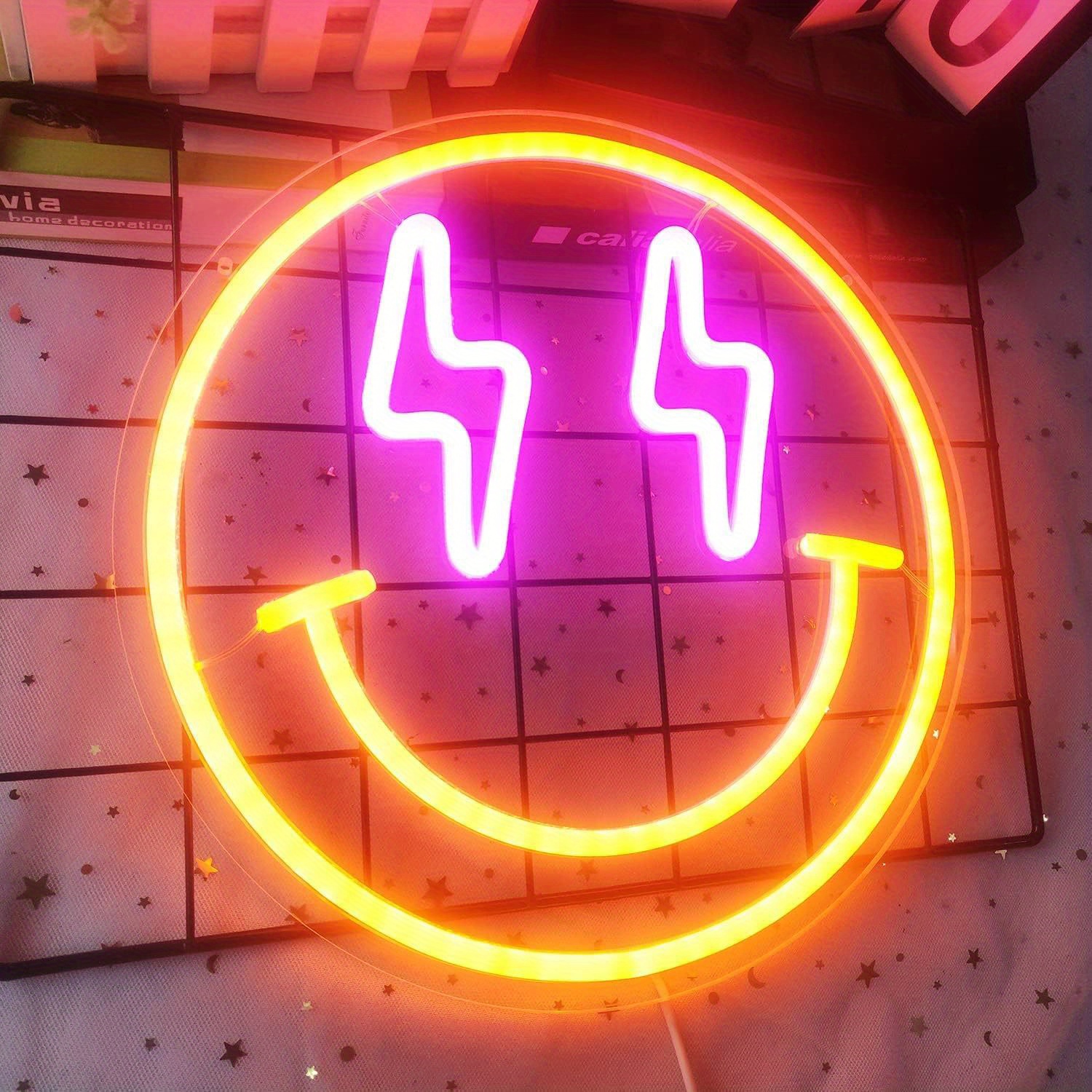 Smile Face LED Neon Sign Light - Bedroom Lighting Decor Ideas 评论和价格