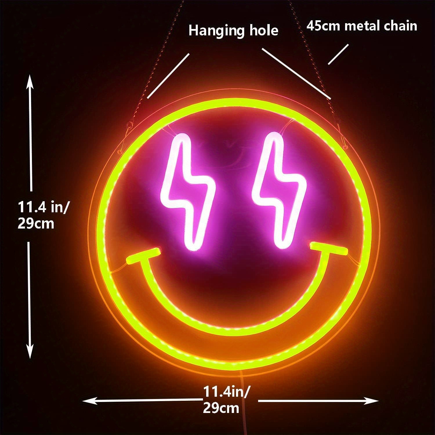 Smile Face LED Neon Sign Light - Bedroom Lighting Decor Ideas 评论和价格