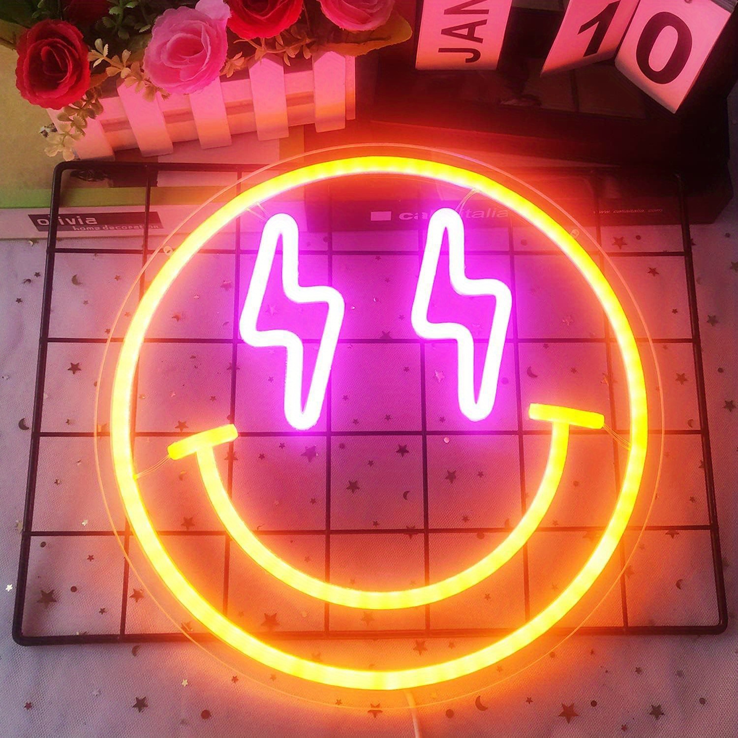 Smile Face LED Neon Sign Light - Bedroom Lighting Decor Ideas 评论和价格