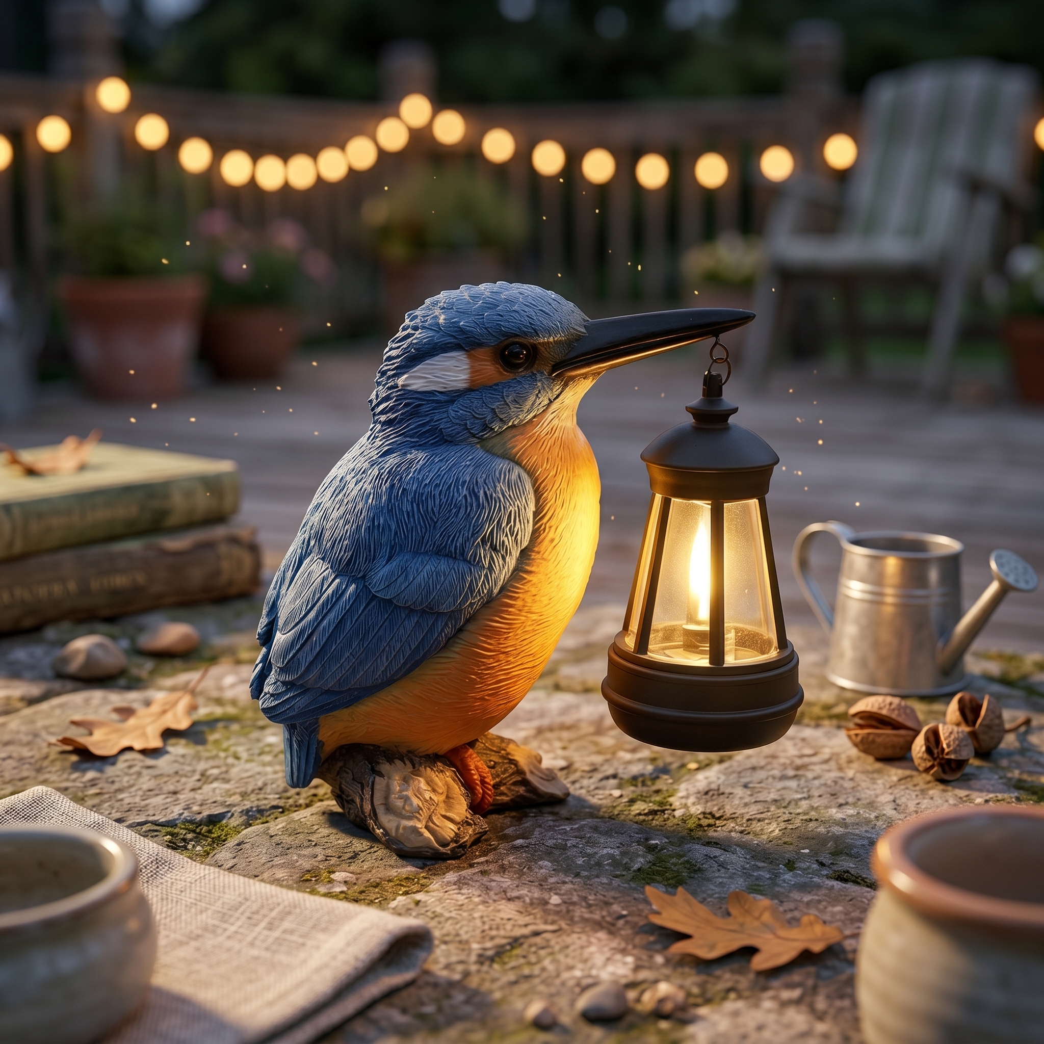 Solar Kingfisher Statue Resin  - Lighting Design Decor 评论和价格