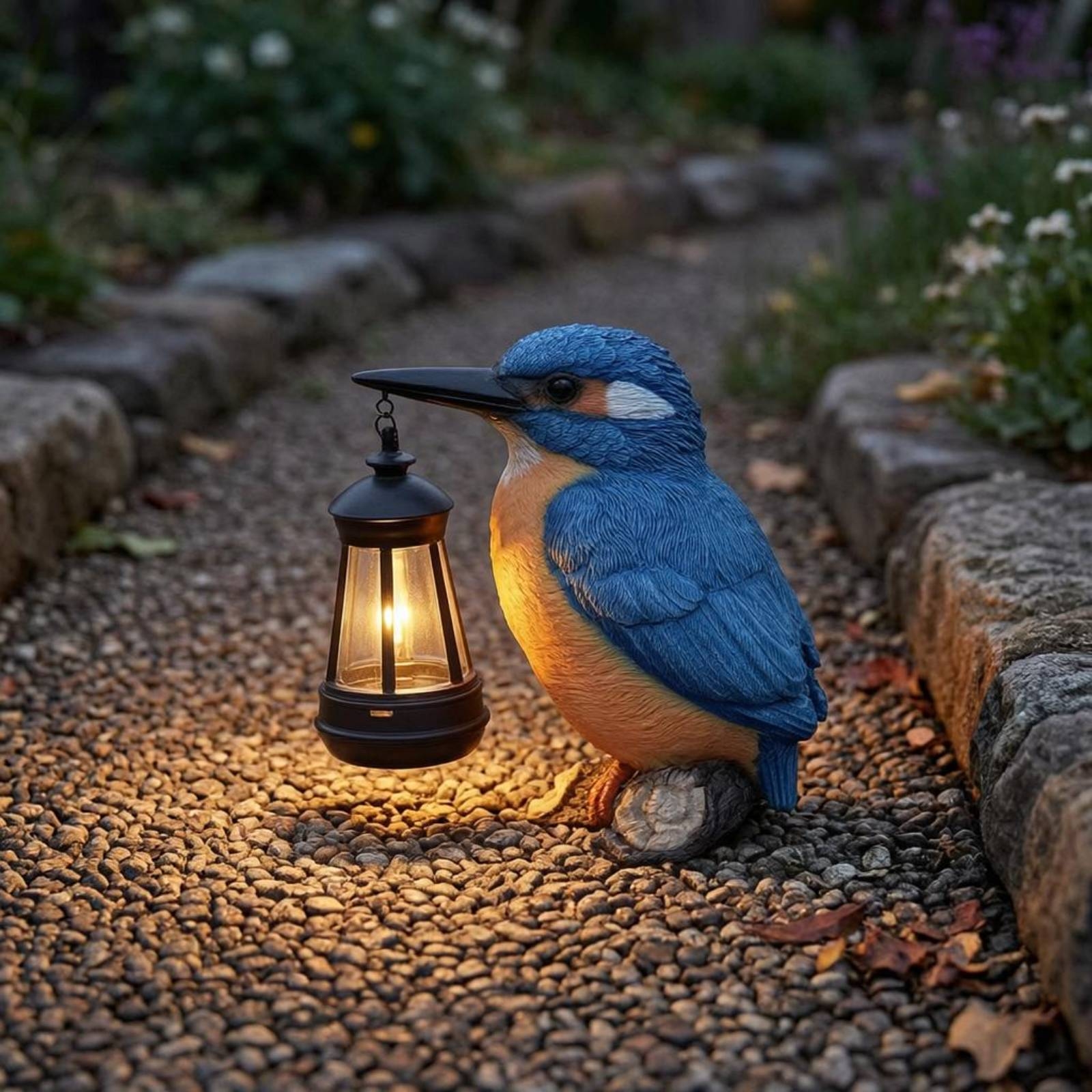 Solar Kingfisher Statue Resin  - Lighting Design Decor 评论和价格