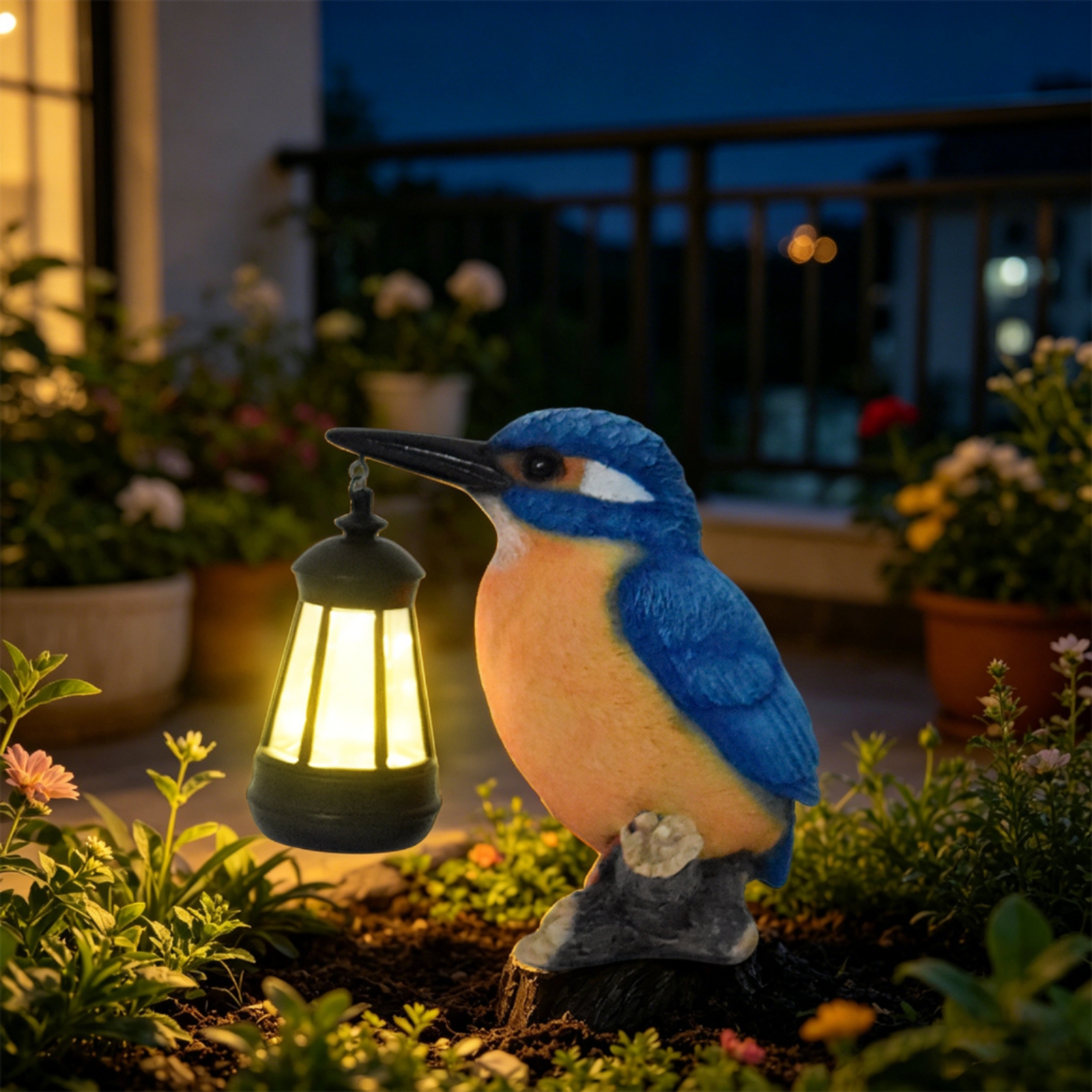 Solar Kingfisher Statue Resin  - Lighting Design Decor 评论和价格