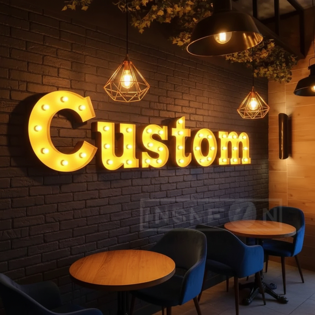 Custom Bulb Letters Metal Ligh - Lighting Metal Wall Decor 评论和价格
