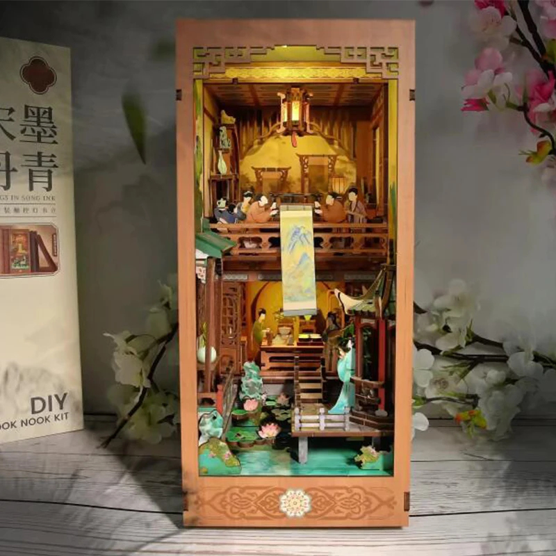 OUZEY Wooden Book Nook Shelf I - Lighting Decor For House 评论和价格
