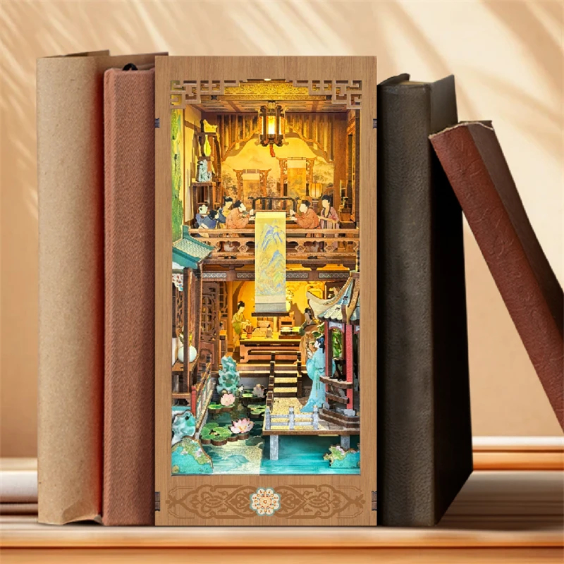 OUZEY Wooden Book Nook Shelf I - Lighting Decor For House 评论和价格
