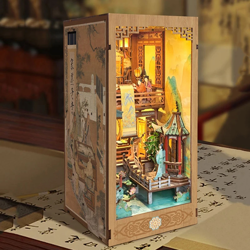 OUZEY Wooden Book Nook Shelf I - Lighting Decor For House 评论和价格
