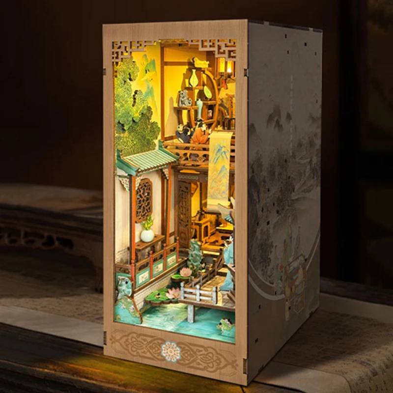 OUZEY Wooden Book Nook Shelf I - Lighting Decor For House 评论和价格