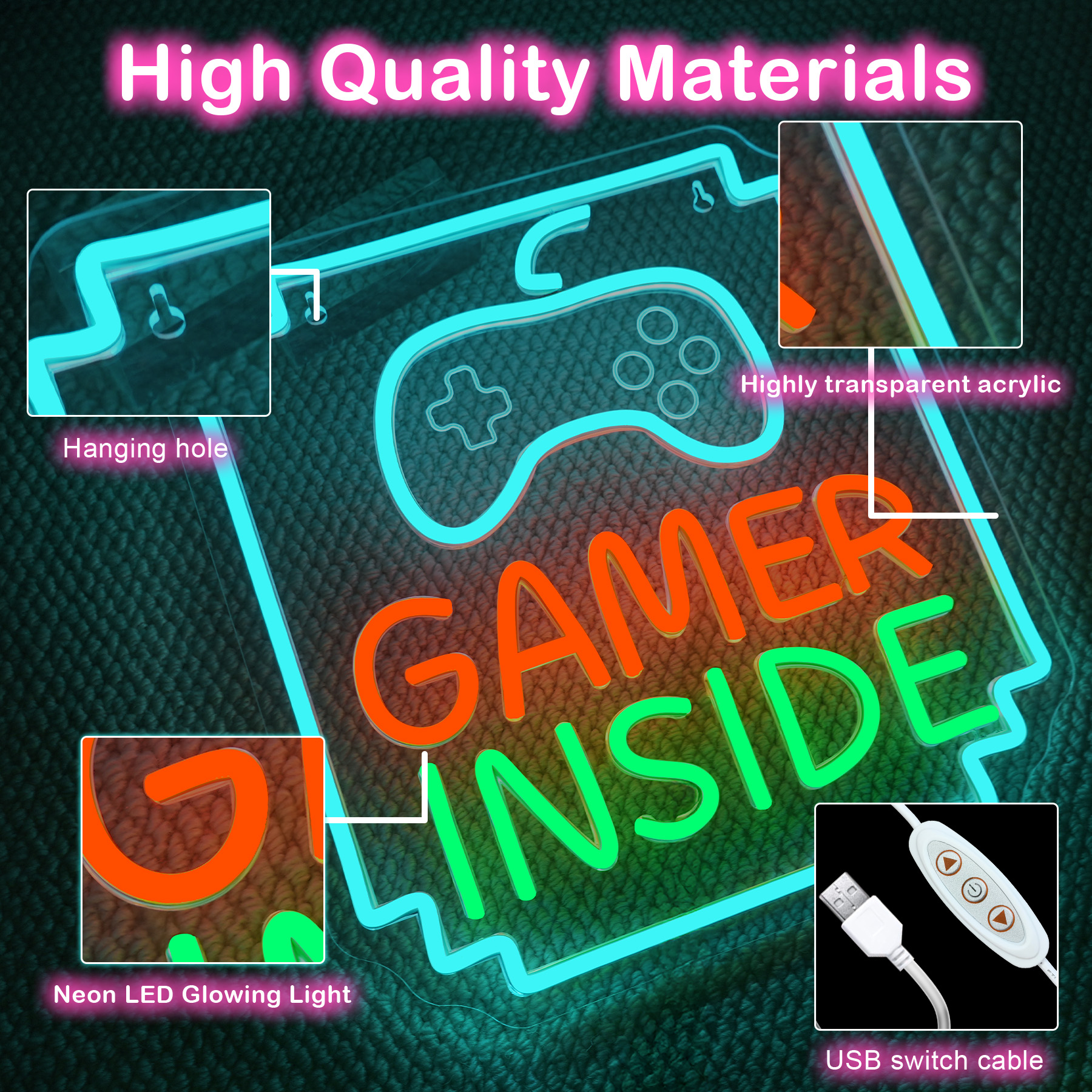 Gamer Inside Neon Sign Dimmabl - Bedroom Lighting Decor Ideas 评论和价格