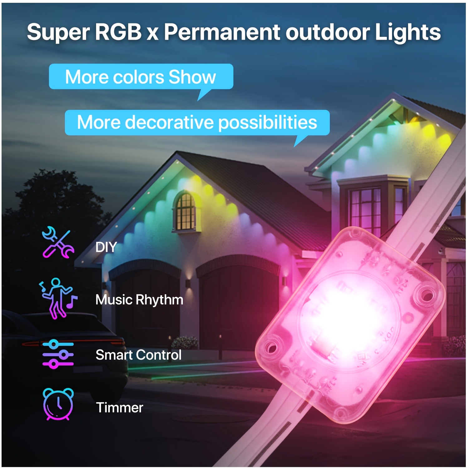 RGB+IC Smart Outdoor Eaves Lig - Lighting Decor For House 评论和价格