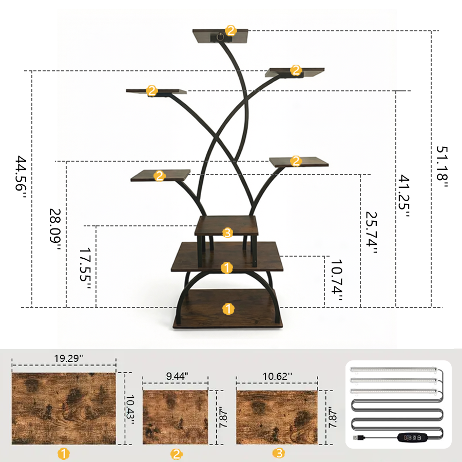 Indoor Plant Stand with Grow L - Lighting Room Decor Photo 评论和价格