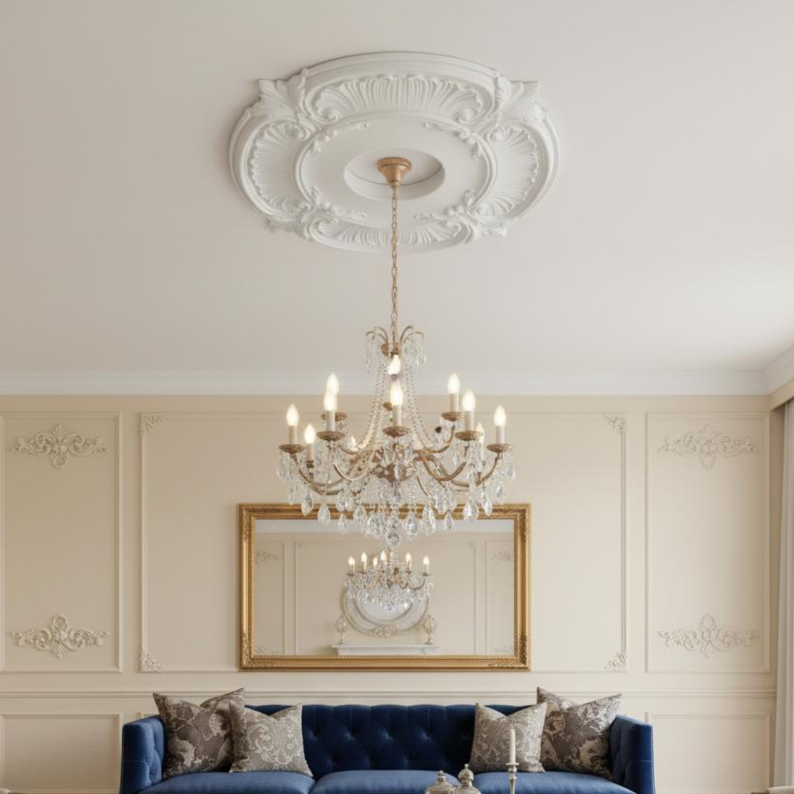 Round PU Ceiling Medallion Fre - Lighting Design Decor 评论和价格