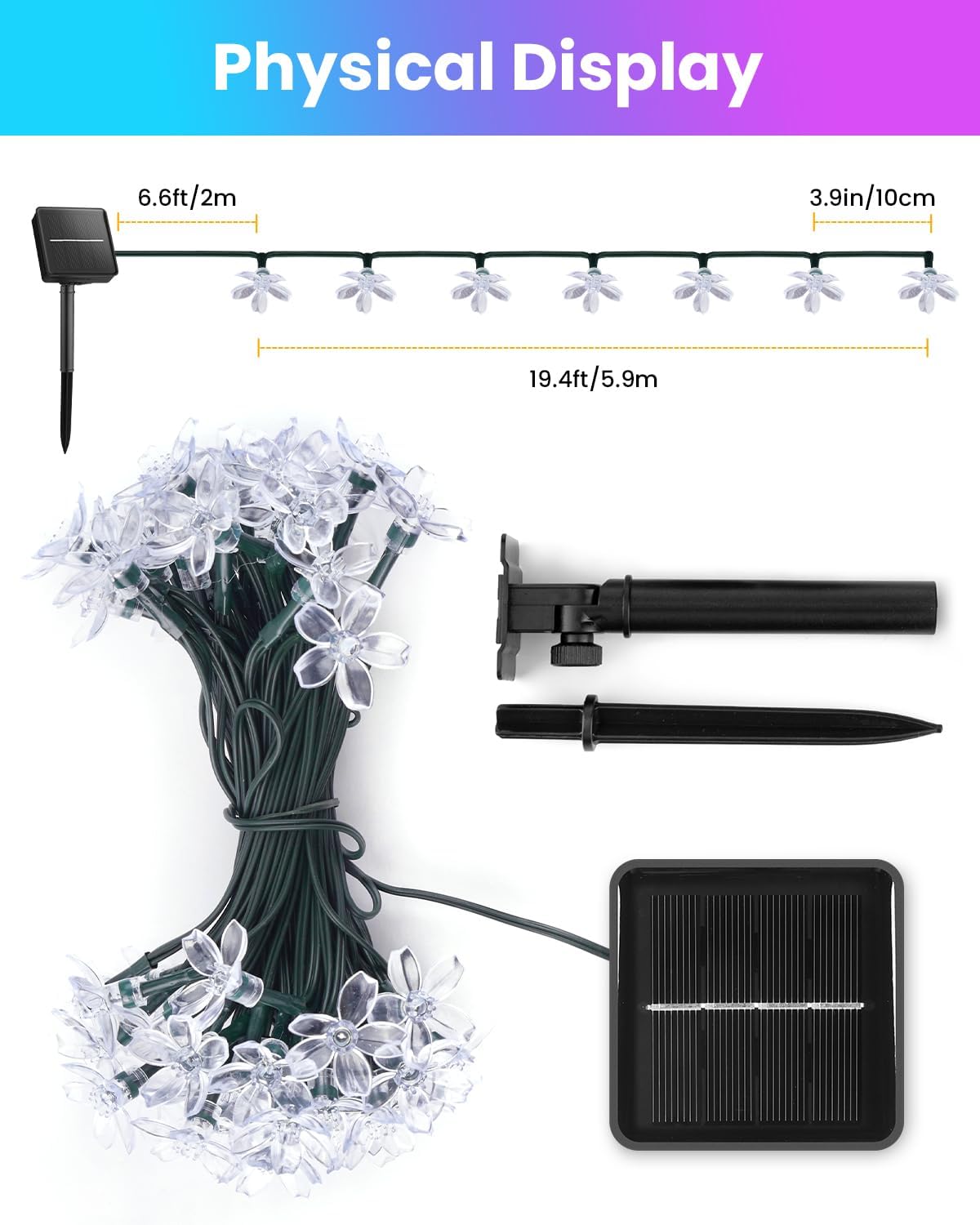 60 LED Flower Solar String Lig - Lighting Decoration Wedding 评论和价格