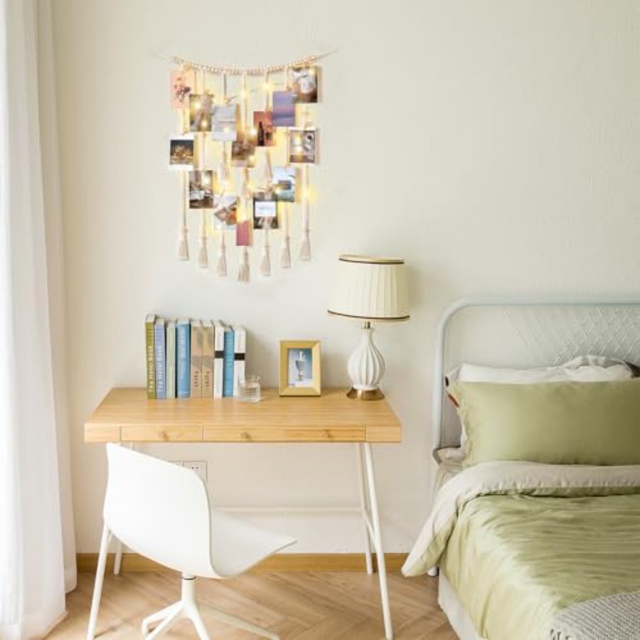 Macrame Hanging Photo Display  - Lighting Room Decor Photo 评论和价格