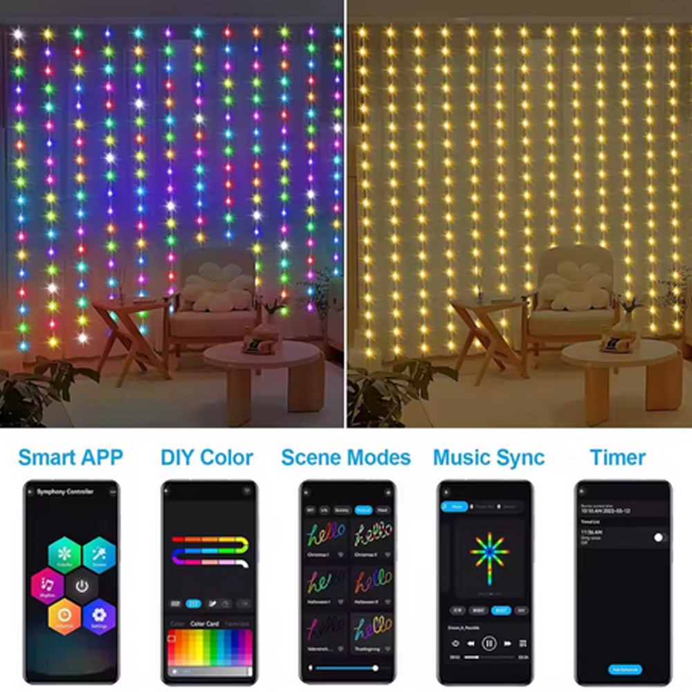 3M RGB Smart LED Curtain Light - Lighting Decoration Wedding 评论和价格